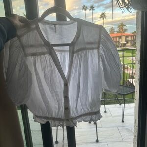 Free People Little Cloud button up crop blouse size S